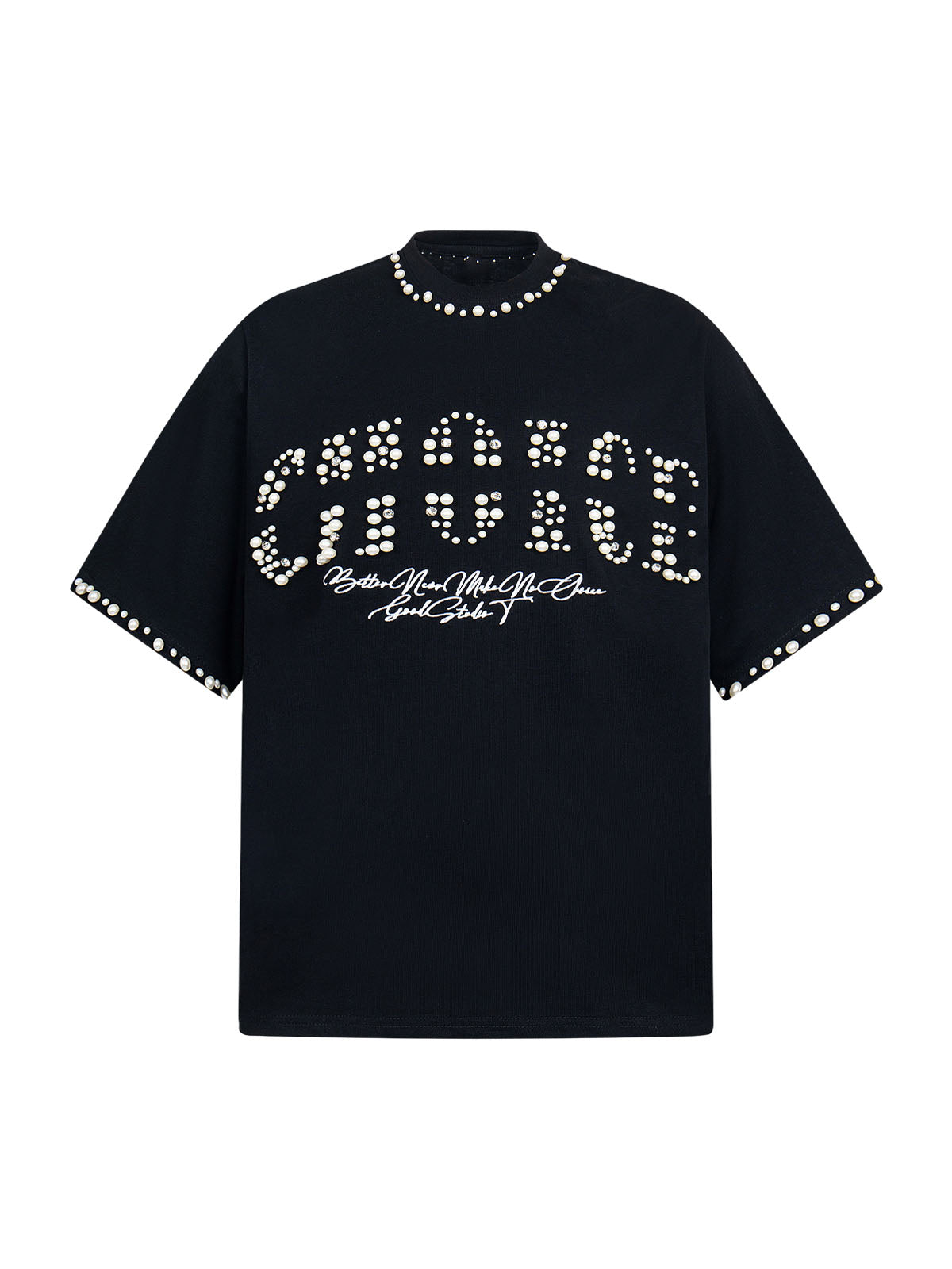 Elegantes, perlenverziertes Oversize-T-Shirt