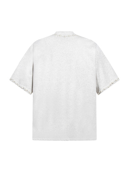 Elegantes, perlenverziertes Oversize-T-Shirt