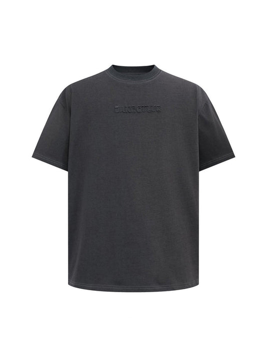 Retro Heavy Washed T-Shirt mit aufgesticktem Buchstaben-Patch