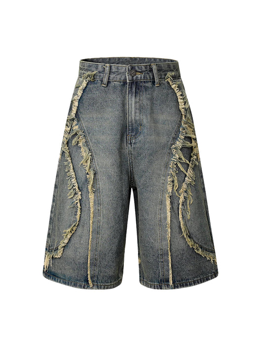Thesupermade – High Street – verwaschene Distressed-Jeansshorts – 2100