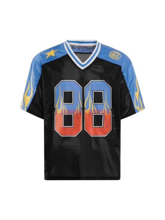 Schnelltrocknendes Jersey-T-Shirt mit V-Ausschnitt