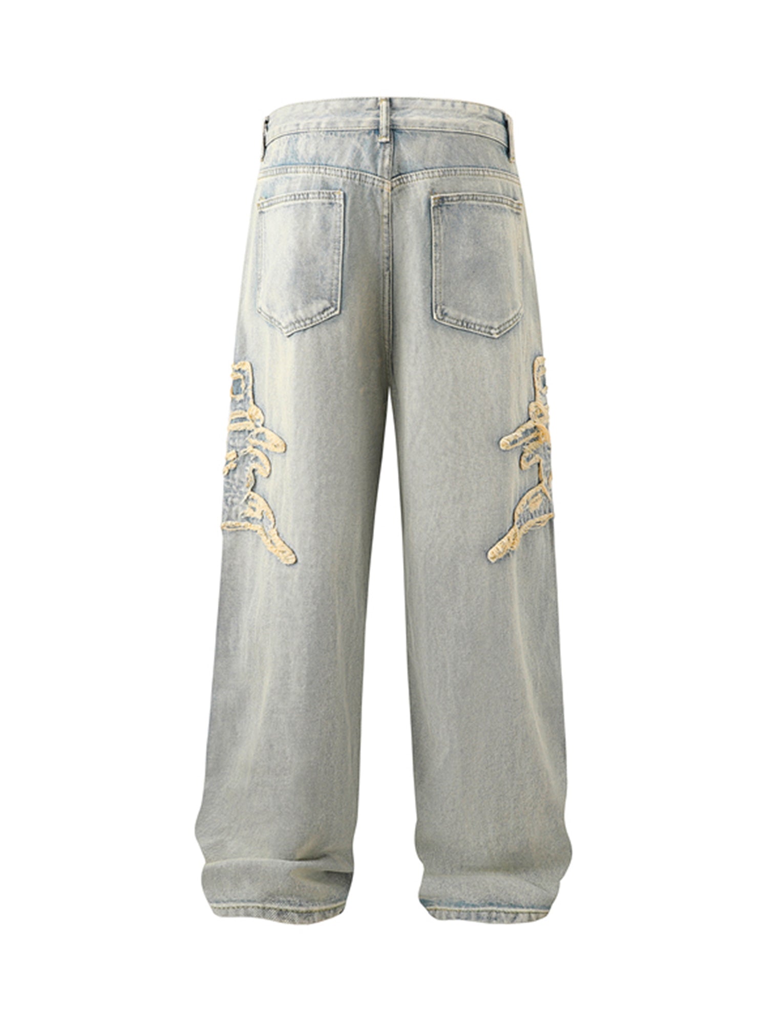 Thesupermade Gerade geschnittene Jeans mit Patches und Raw Edge