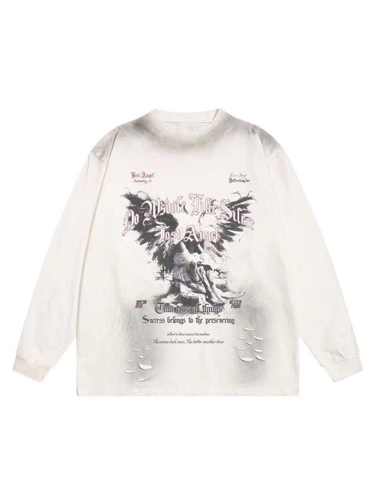 Thesupermade – Langärmliges T-Shirt mit Lochmuster im Used-Look