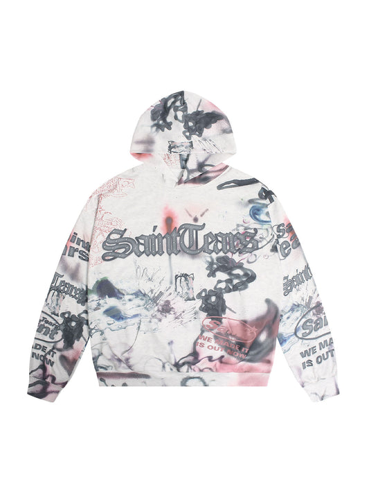 Thesupermade – Kapuzenpullover mit handbemaltem Tinten-Graffiti