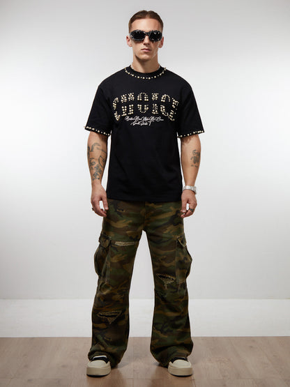 Elegantes, perlenverziertes Oversize-T-Shirt