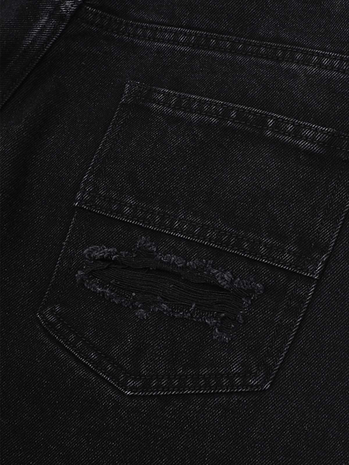 Thesupermade Patchwork Camouflage Zerrissenes Hemd Jorts Denim Anzug