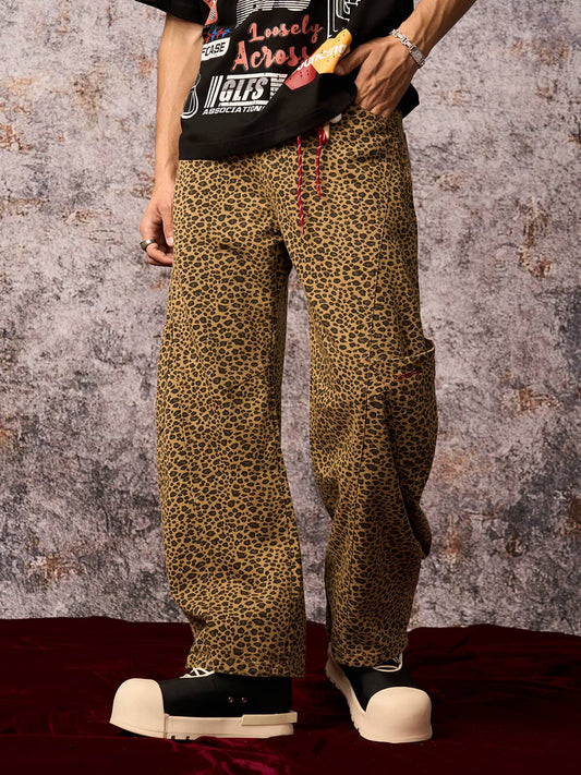 Pantalon tonneau à imprimé guépard