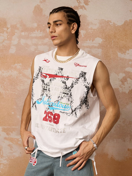 Weste mit zerfetztem Retro-Print