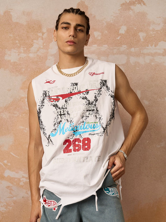 Weste mit zerfetztem Retro-Print