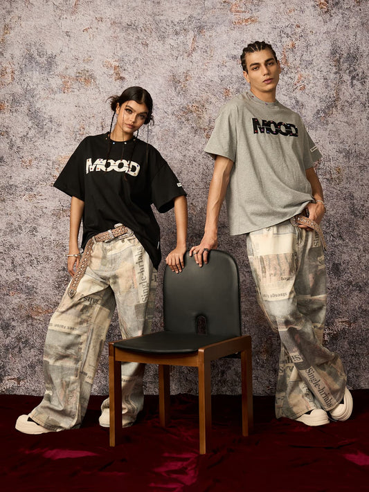 Street Retro MOOD Patch Besticktes Nieten-T-Shirt