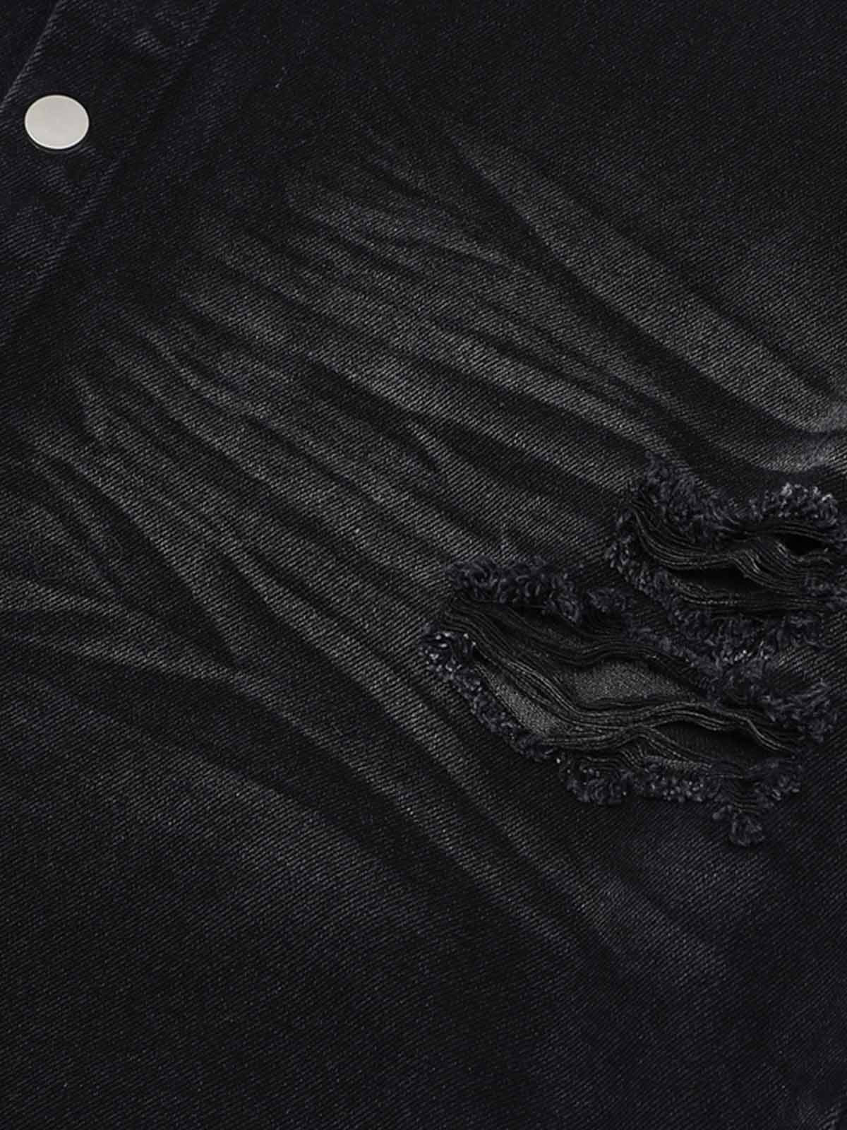 Thesupermade Patchwork Camouflage Zerrissenes Hemd Jorts Denim Anzug