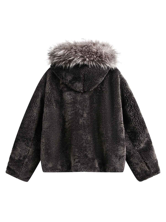 Thesupermade – Gesteppte Sherpa-Jacke mit Pelzkapuze – 2304