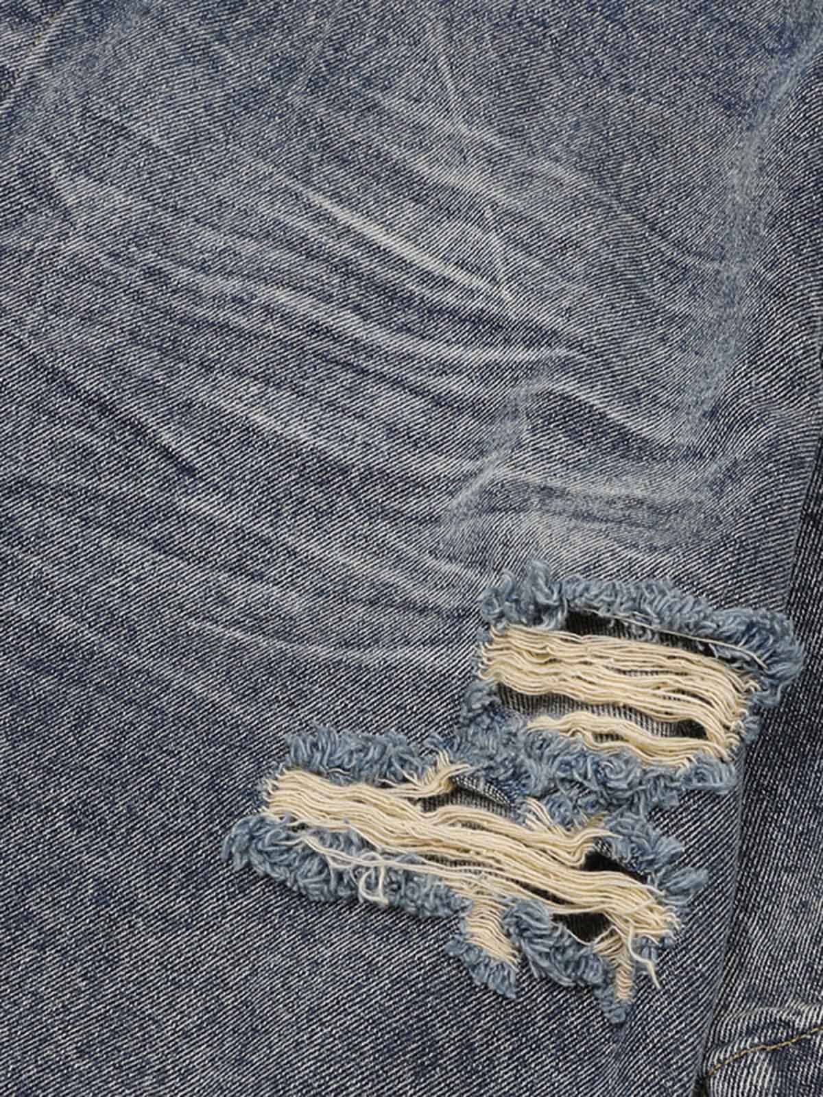 Thesupermade Patchwork Camouflage Zerrissenes Hemd Jorts Denim Anzug