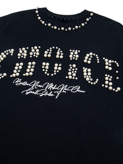 Elegantes, perlenverziertes Oversize-T-Shirt