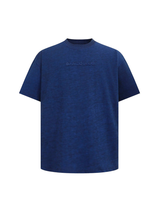 Retro Heavy Washed T-Shirt mit aufgesticktem Buchstaben-Patch