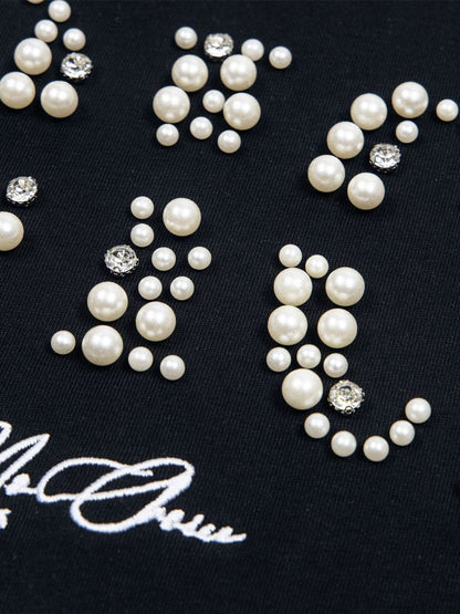 Elegantes, perlenverziertes Oversize-T-Shirt