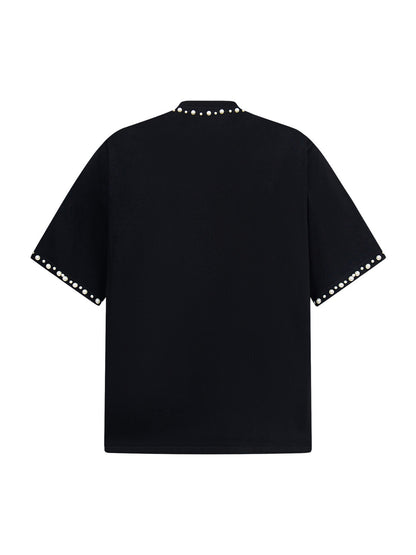 Elegantes, perlenverziertes Oversize-T-Shirt