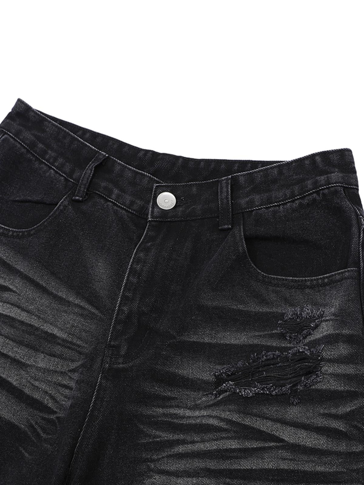 Thesupermade Patchwork Camouflage Zerrissenes Hemd Jorts Denim Anzug