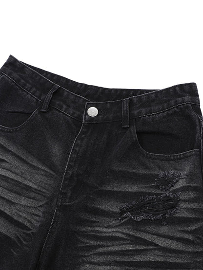 Thesupermade Patchwork Camouflage Zerrissenes Hemd Jorts Denim Anzug