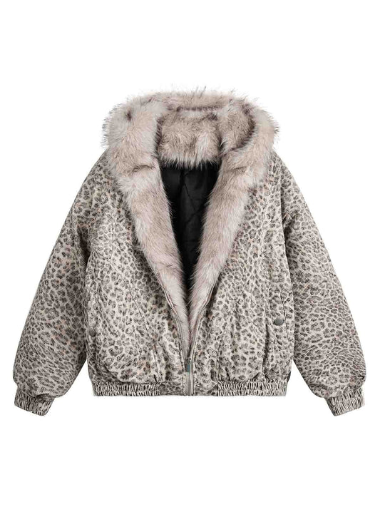 Nerzpelzjacke mit Gepardenmuster und Kapuze - 2270