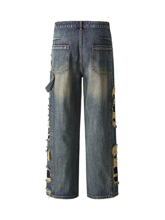 Gerade Jeans mit verwaschenen Seitenrissen