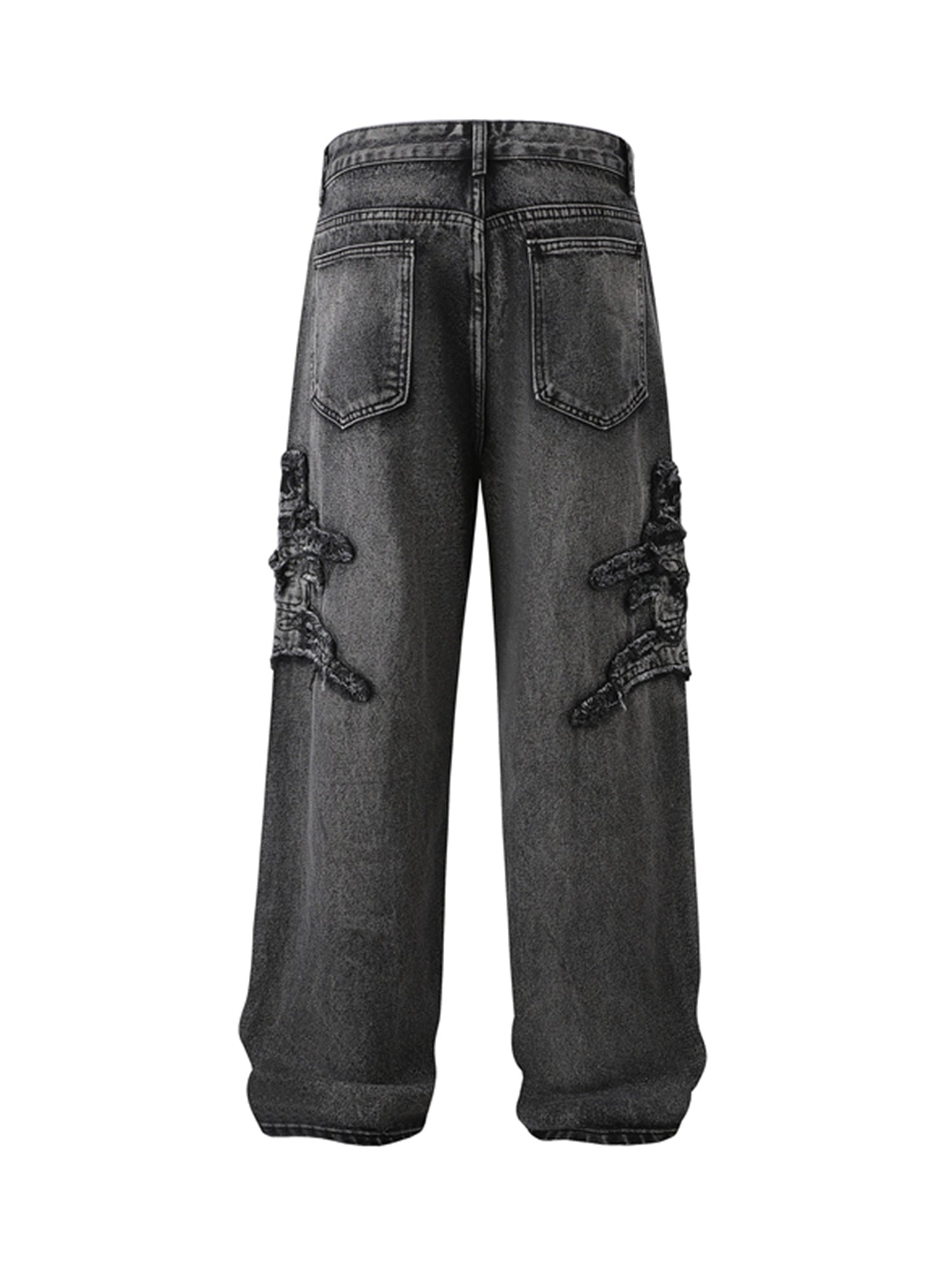 Thesupermade Gerade geschnittene Jeans mit Patches und Raw Edge