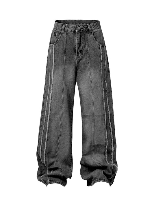 Thesupermade – verwaschene Baggy-Jeans mit Used-Look und Raw Edge – 2271