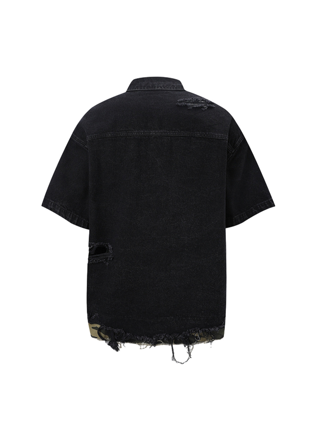 Thesupermade Patchwork Camouflage Zerrissenes Hemd Jorts Denim Anzug