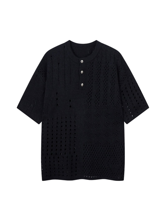Pull à manches courtes en maille ajourée