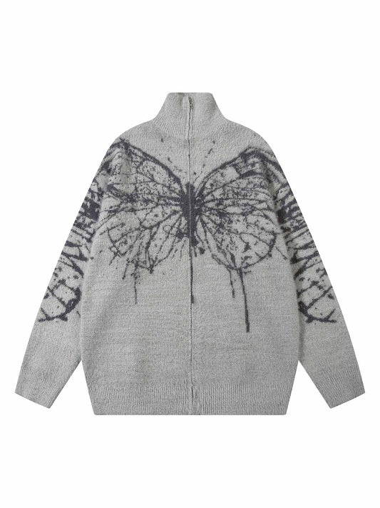 Thesupermade – Jacquard-Strickpullover mit Rollkragen und Schmetterlingsmuster