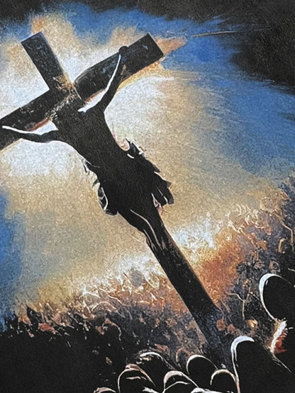 Sweatshirt mit Jesus-Kreuzigungs-Print und Waschung