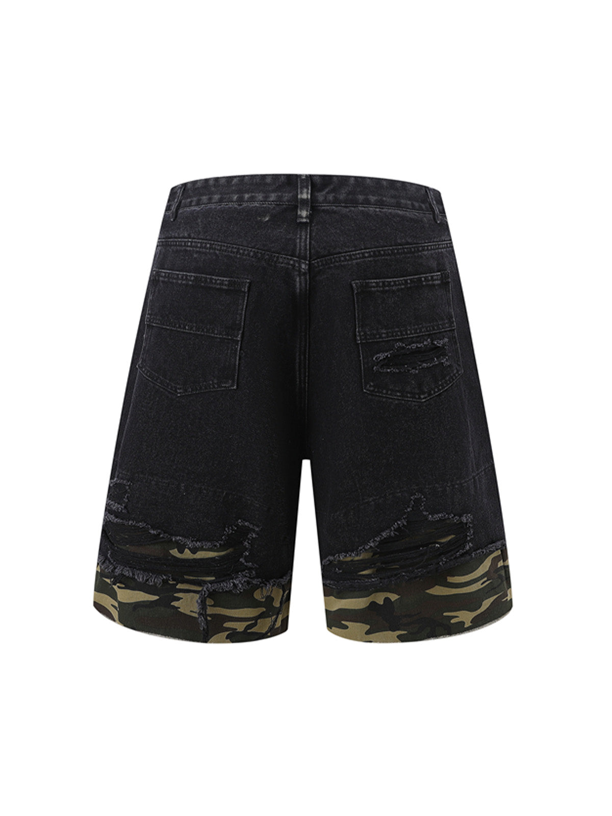 Thesupermade Patchwork Camouflage Zerrissenes Hemd Jorts Denim Anzug