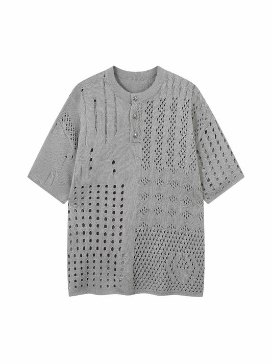 Pull à manches courtes en maille ajourée