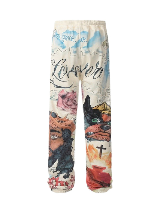 Thesupermade – Hose mit Kordelzug und Graffiti-Bündchen