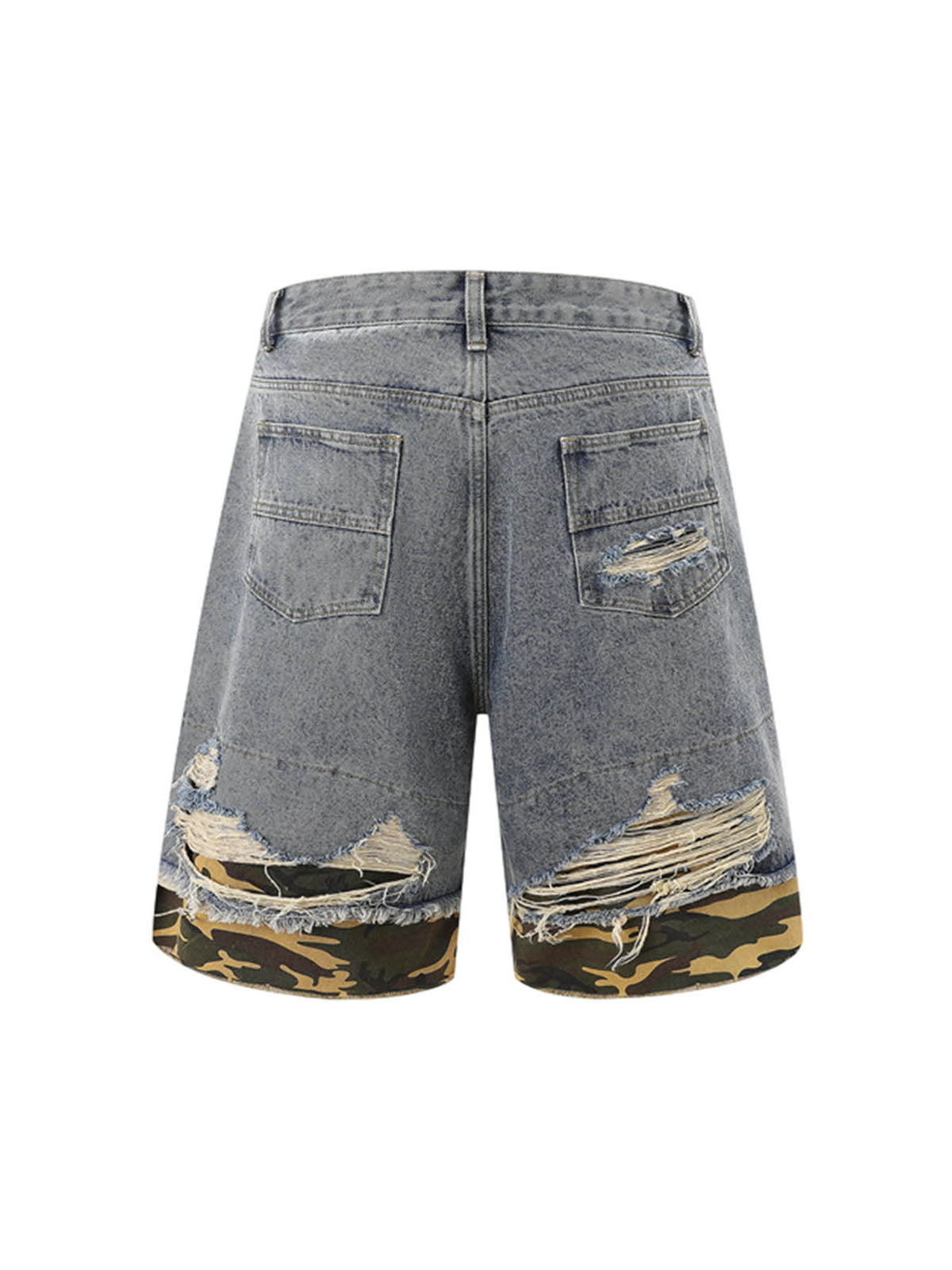 Thesupermade Patchwork Camouflage Zerrissenes Hemd Jorts Denim Anzug
