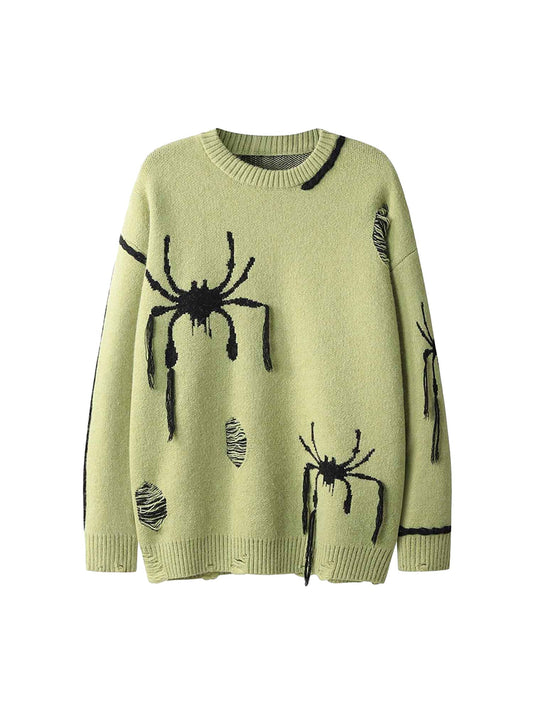 Thesupermade – Oversize-Pullover im Distressed-Look mit Spinnenmuster