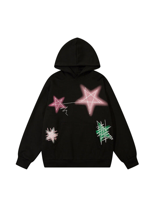 Thesupermade – Kapuzenpullover mit Graffiti-Print und fünfzackigem Stern