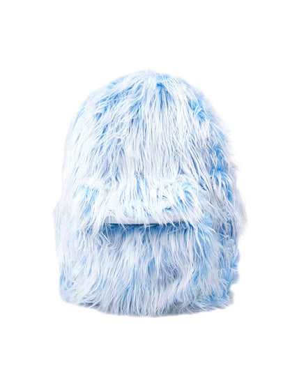 Snow Monster Contrast Ice Blue Furry Backpack