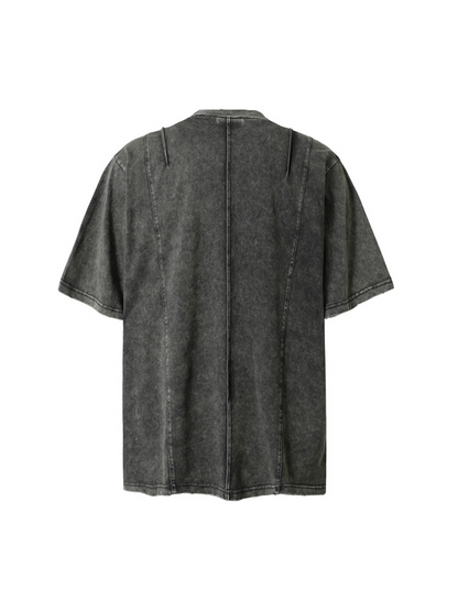 Vintage Washed T-Shirt mit mehreren Taschen