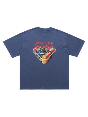 Retro Billiards Letter Print T-Shirt