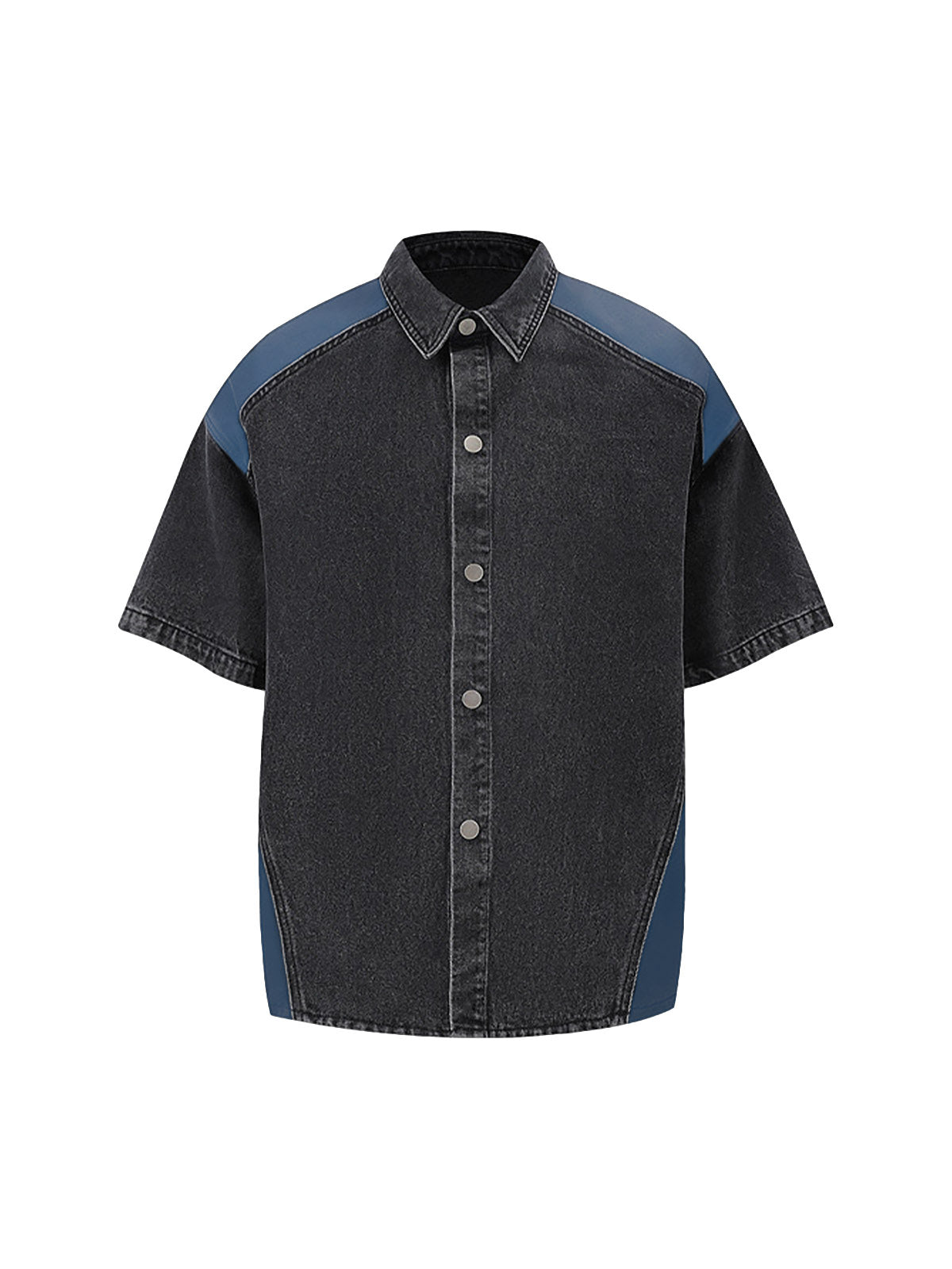 Deconstructed Patchwork Short-Sleeve Cropped Denim Set