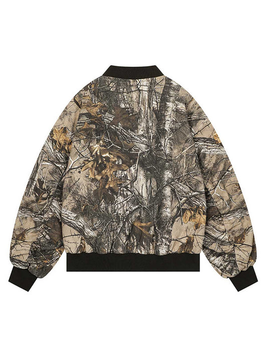 Thesupermade – Baseball-Bomberjacke mit Blatt-Camouflage-Muster