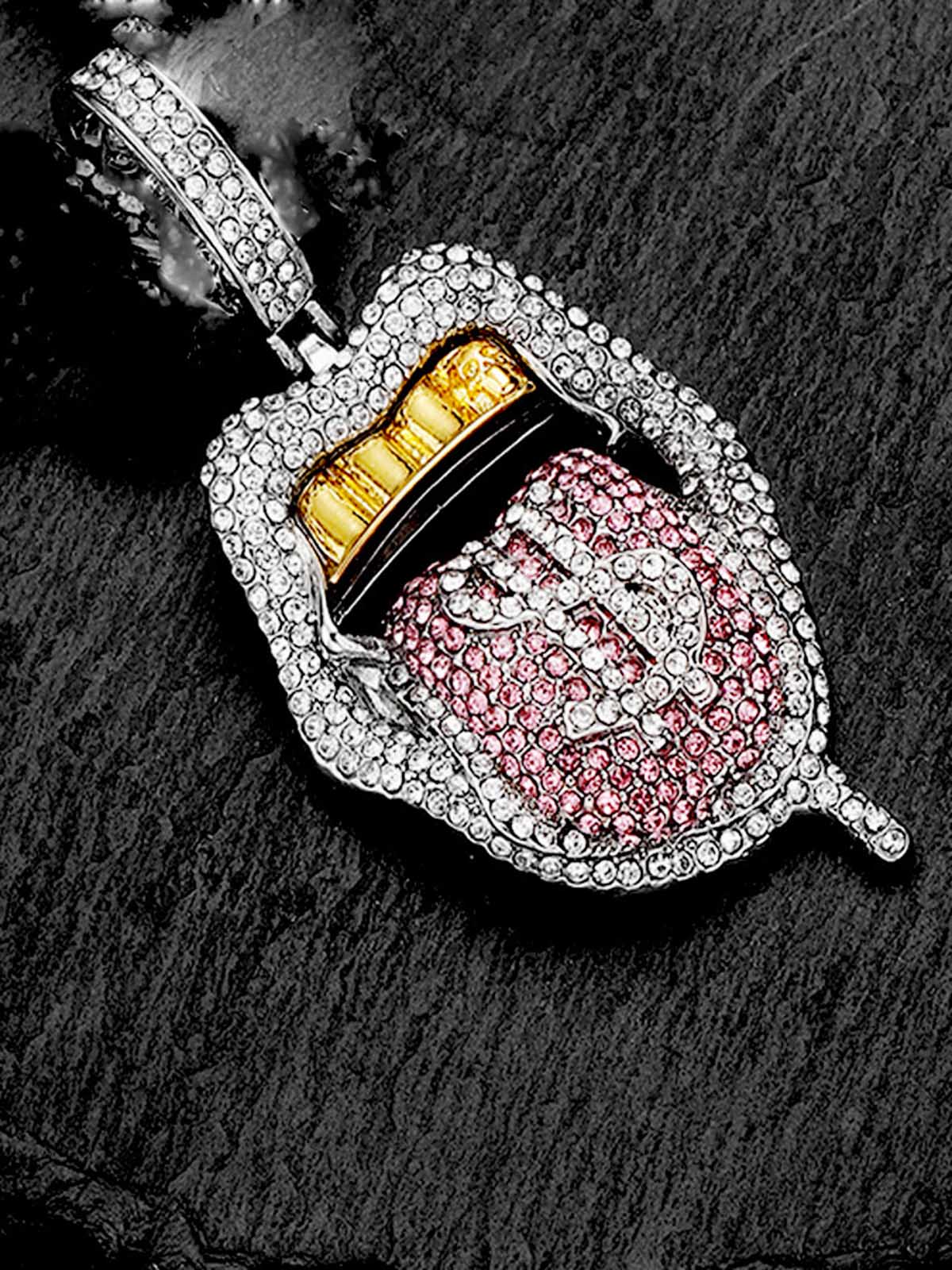 Thesupermade Hip Hop Diamond Tongue Cuban Necklace