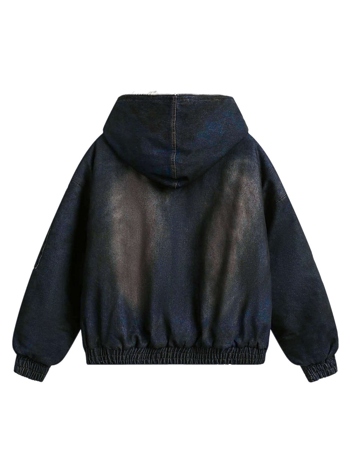 Thesupermade Washed Denim Fur Hooded Jacket