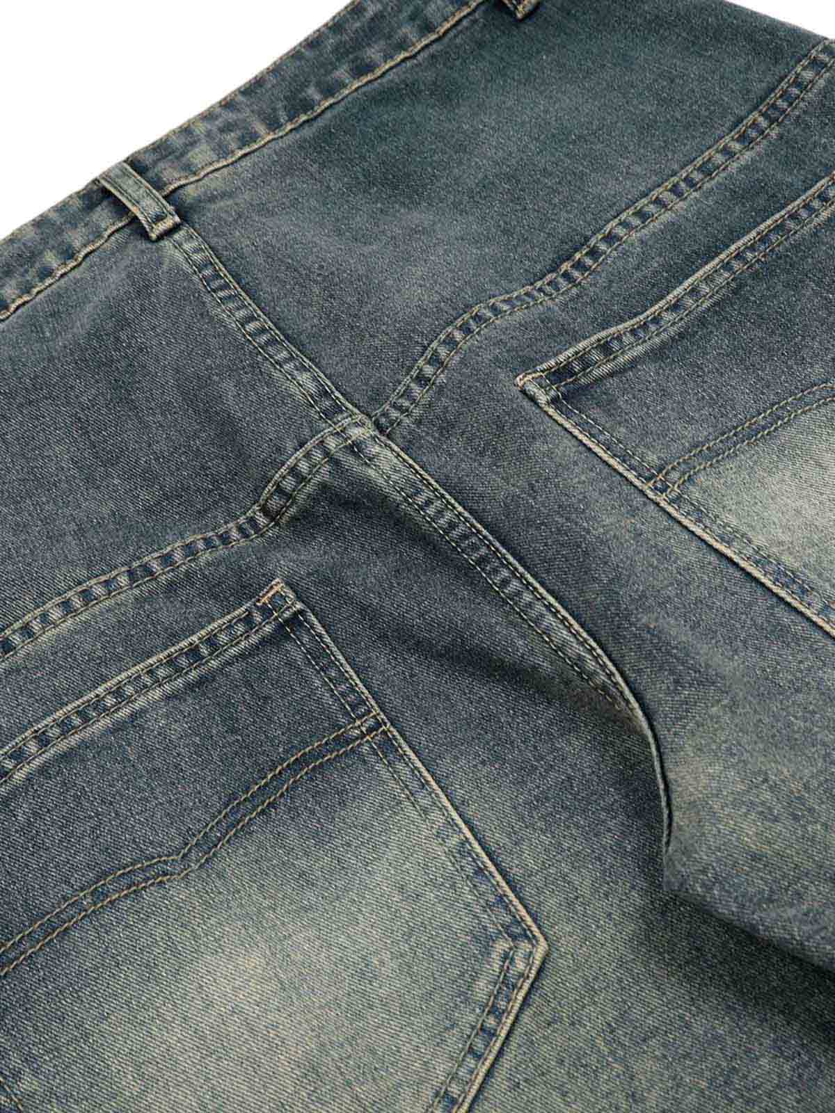 Washed Ripped Barrel Jeans