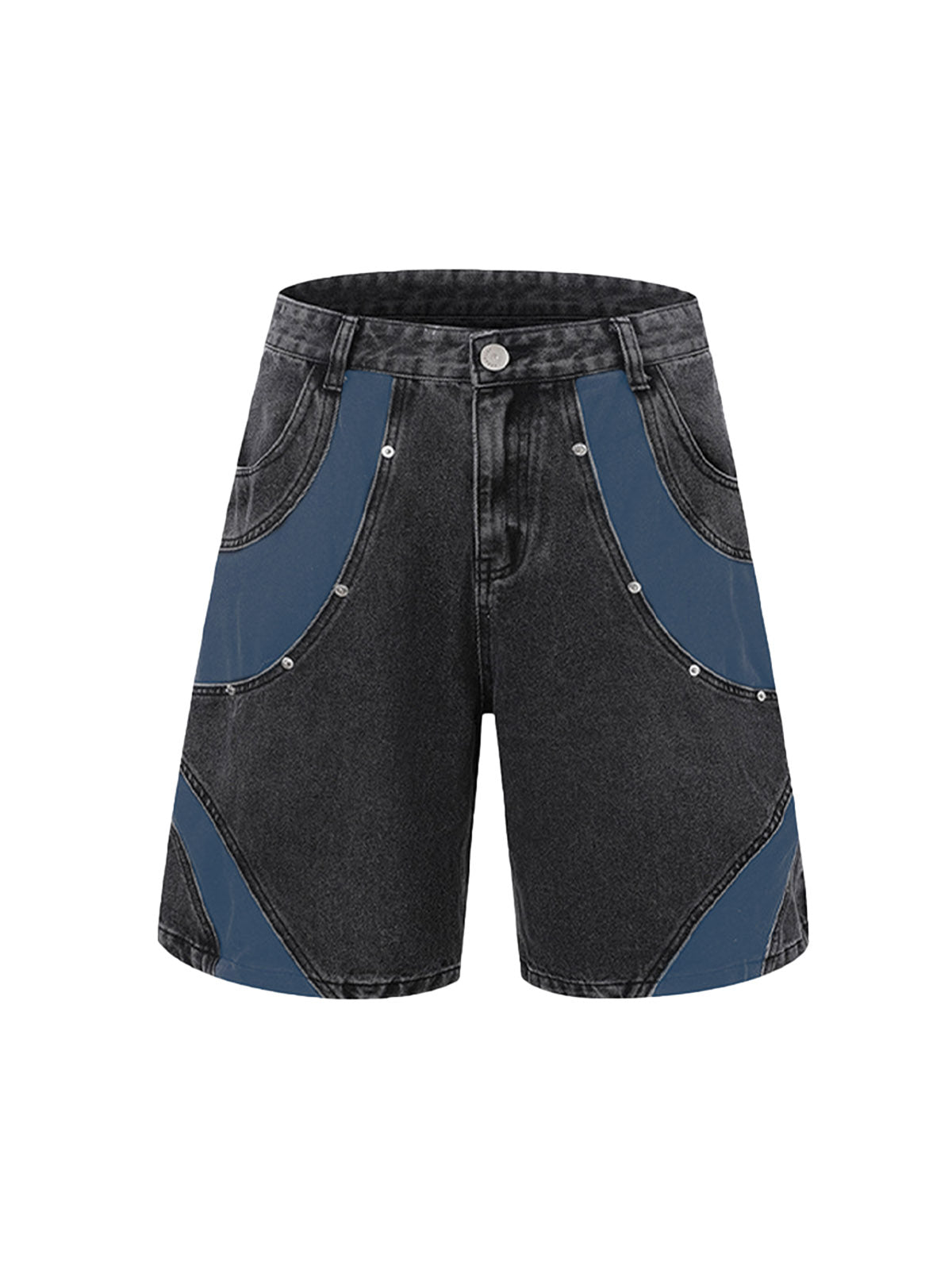 Deconstructed Patchwork Short-Sleeve Cropped Denim Set