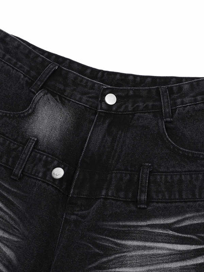 Set aus verwaschenem Jeanshemd und Jeanshose im Used-Look