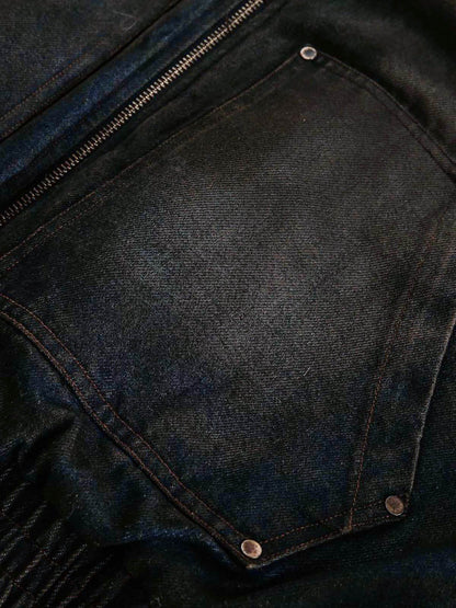 Thesupermade Washed Denim Pelz-Kapuzenjacke - 2265