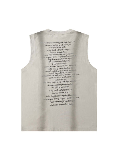 Spray-Painted Lettering Ripped Print Vest