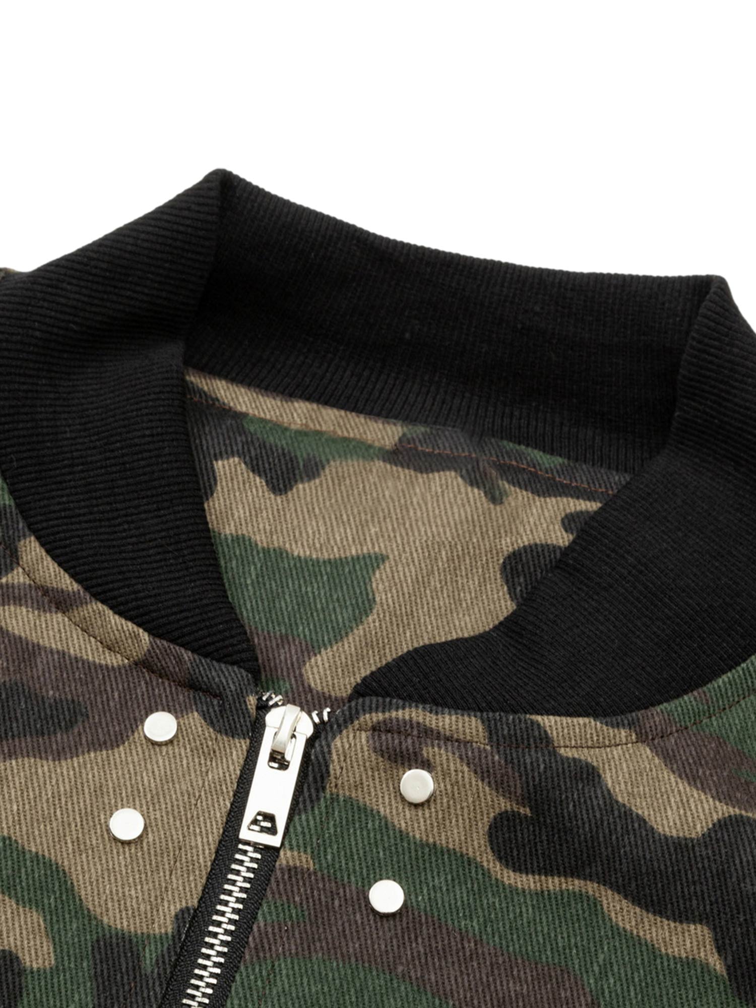 Thesupermade Cargo Camouflage Multi Zipper Bomber Jacket